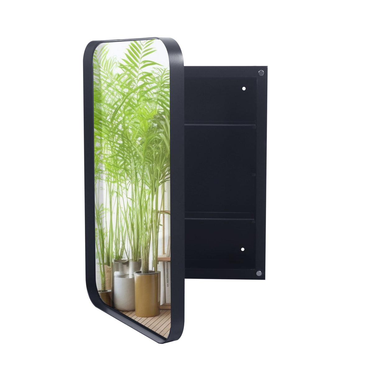 Recessed Metal Framed Medicine Cabinet with Adjustable Shelves - Black, White, or Gold