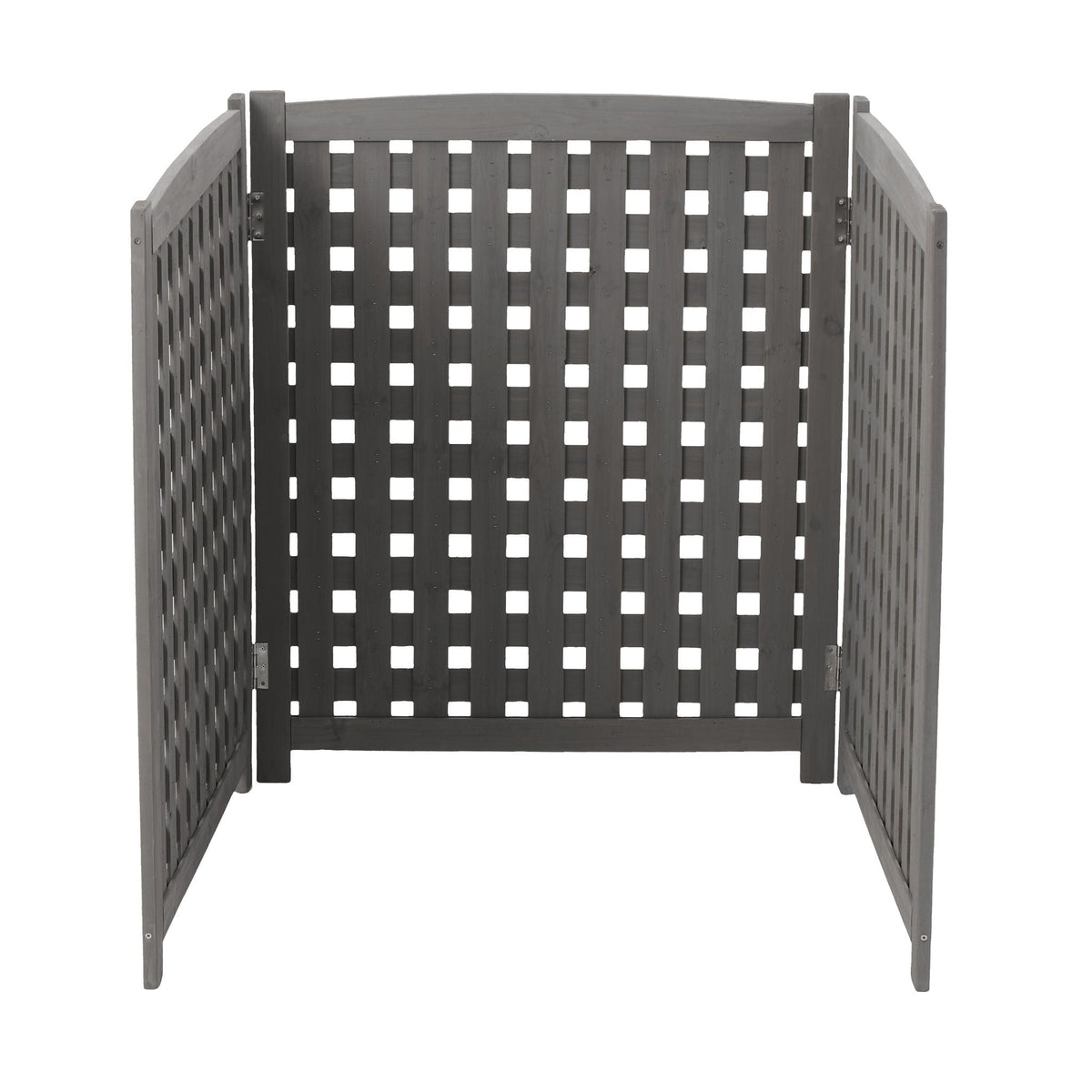 3 Panel Outdoor Air Conditioner Fence Screen with Solid Wood - Light Brown or Dark Gray