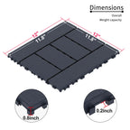 H Style Interlocking Deck Tiles with Anti-Slip Design - Dark Gray or Dark Brown