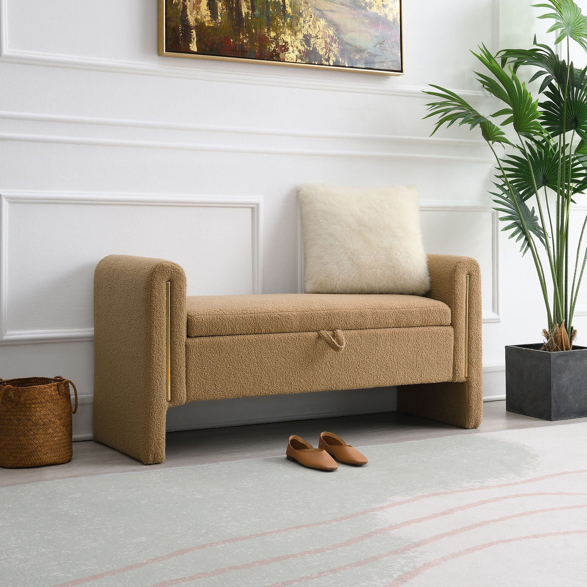 Modern Teddy Upholstered Bed End Bench with Storage - Multiple Colors
