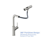 Brushed Nickel Drop-In Kitchen Sink with Pull-Out Faucet and Soap Dispenser - Gray