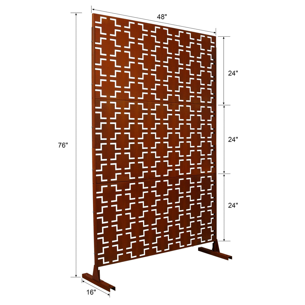 Black Metal Room Divider Privacy Screen with Rust-Resistant Finish