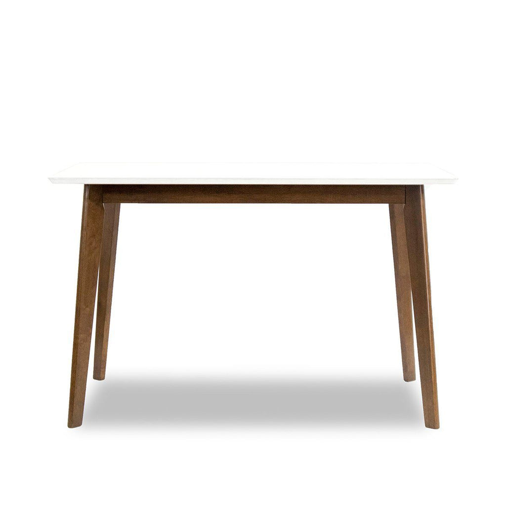 Mid-Century Modern Solid Wood Dining Table with Beveled Edges - Dark Brown or White