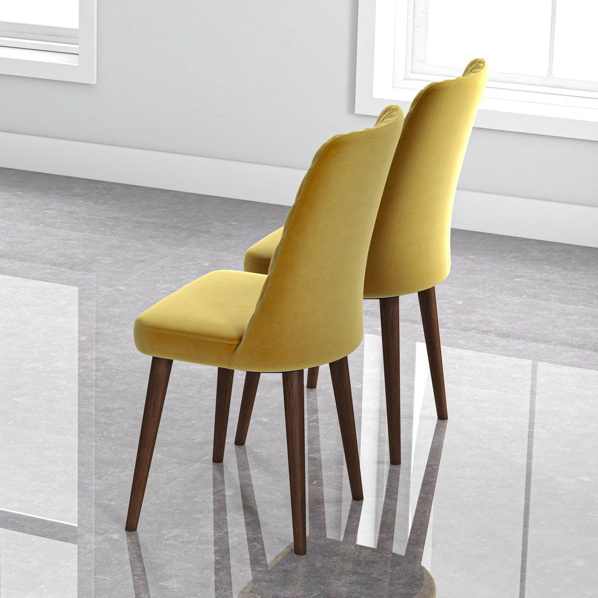 Mid-Century Modern Dining Chair Set of 2 with Upholstered Seat - Multiple Colors