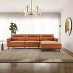L-Shaped Sectional Couch with Solid Wood Frame and Vegan Upholstery - Yellow or Light Brown