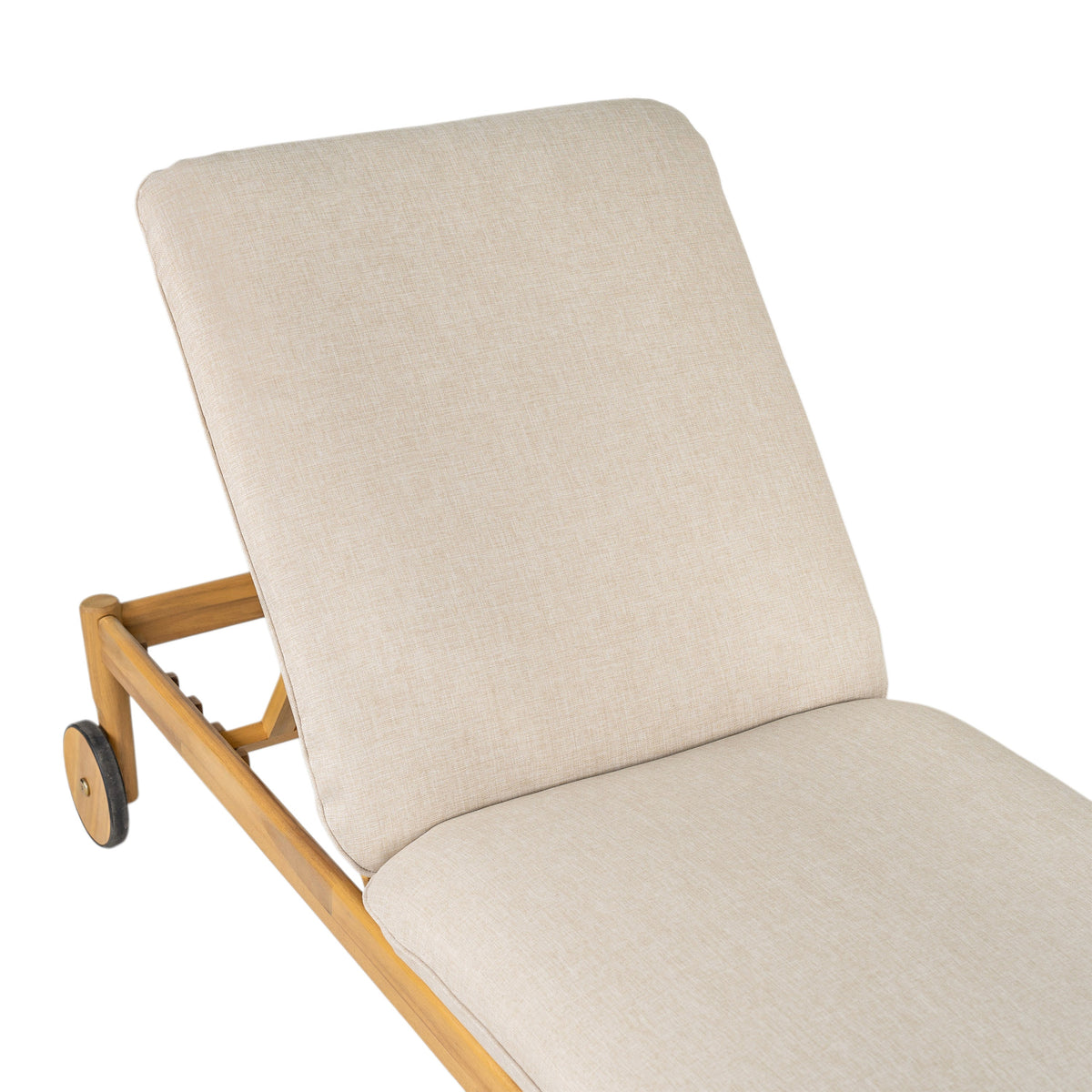 Riviera Outdoor Chaise Lounge with Wheels, Acacia Wood Frame - Natural (Set of 2)