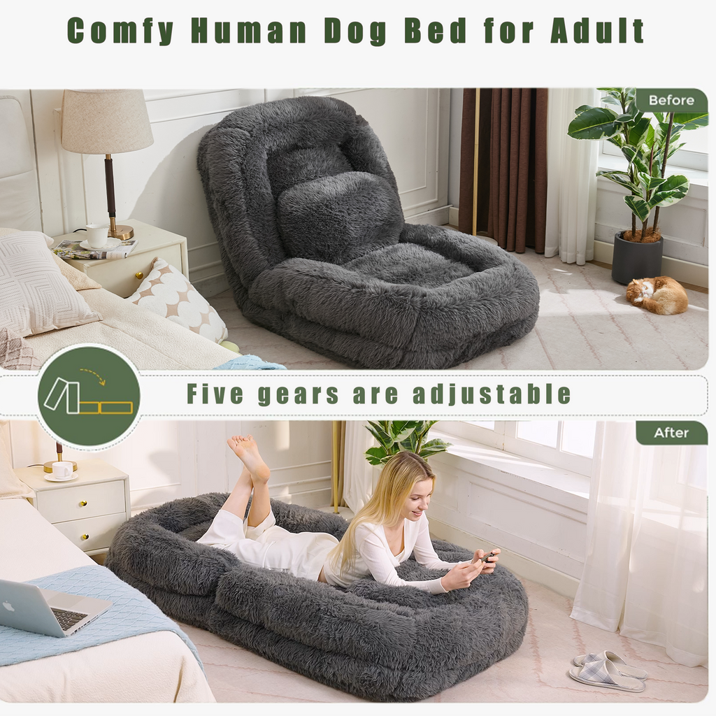 5-Position Adjustable Floor Chair with Plush Upholstery - Neutral