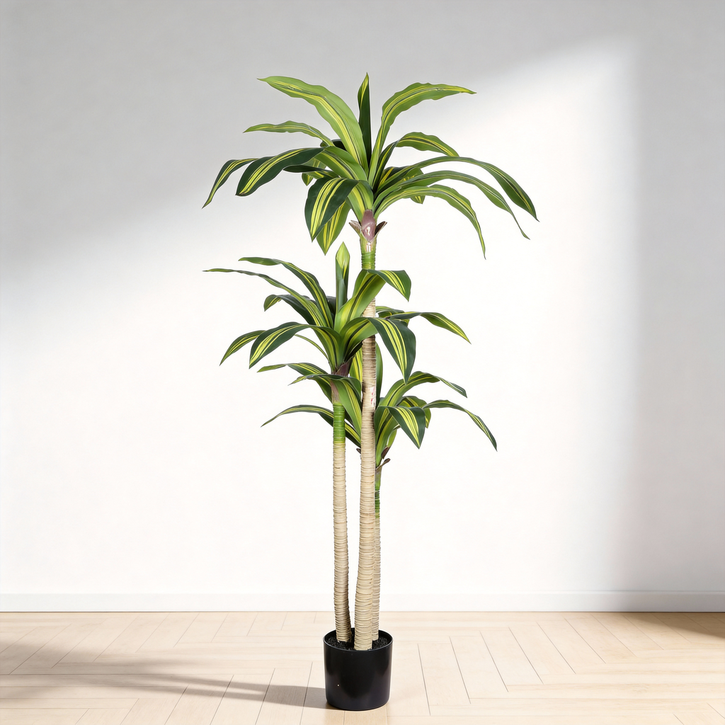 5' Artificial Dracaena Tree with Realistic Green Leaves - Green