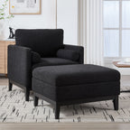 Farmhouse Upholstered Accent Chair With Ottoman