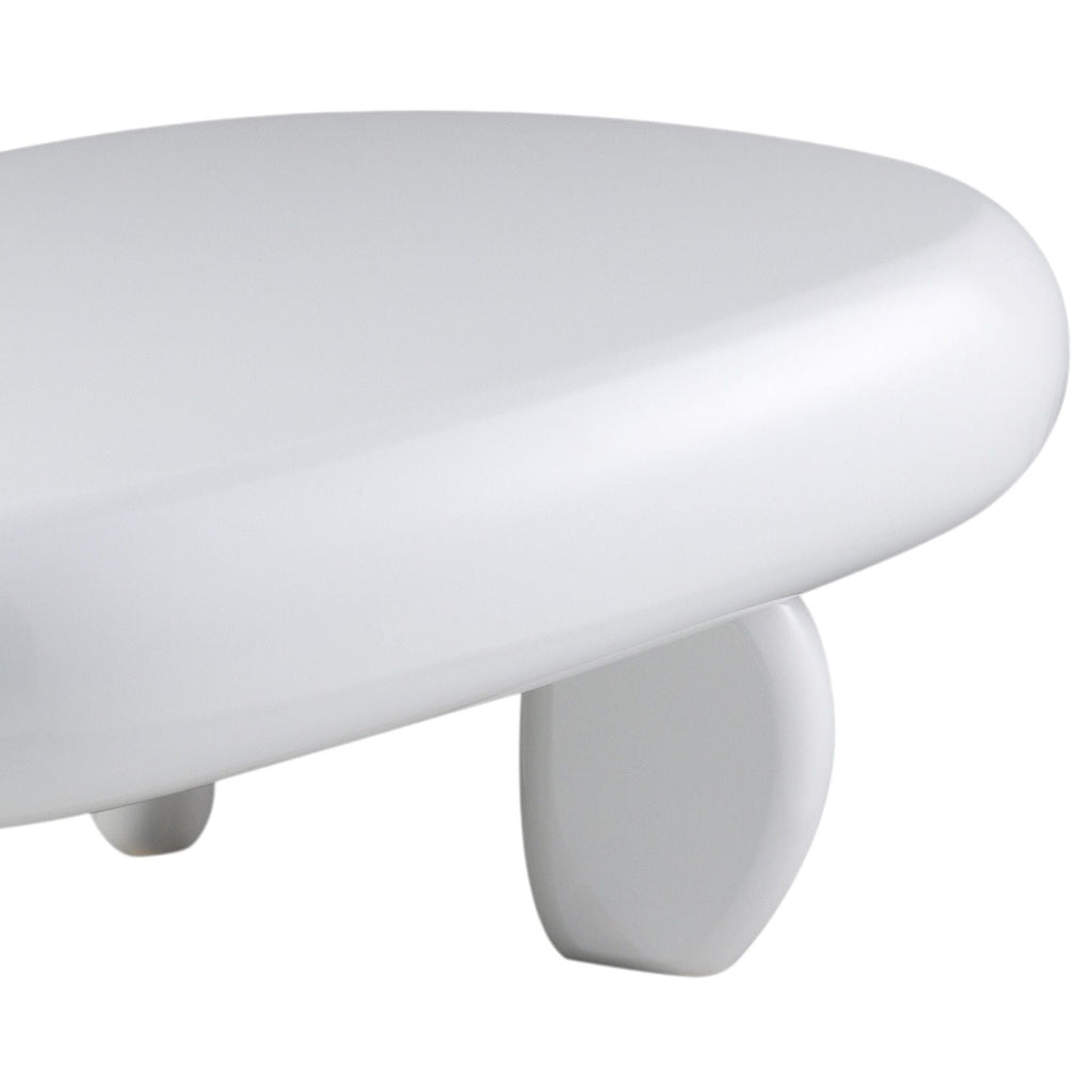 High Gloss End Table with Durable Synthetic Wood - White