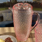 Diamond Cut Unbreakable Plastic Water Pitcher with Lid - Blue or Pink