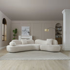 Modern Curved Modular 5 Seater Sofa with Plush Pillows - White or Beige