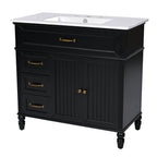 Bathroom Vanity With Sink and Drawers - Freestanding Solid Wood Cabinet
