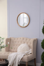 Circle Wall Mirror with Wooden Frame - Black, Light Brown, Dark Brown