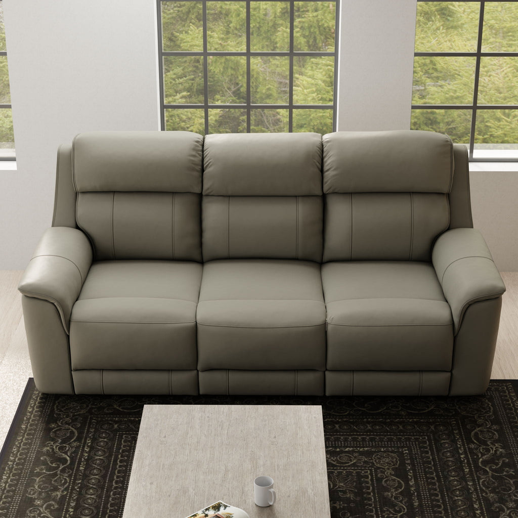 Dual Power Reclining Sofa with Adjustable Headrest - Blue, Dark Brown, Dark Gray