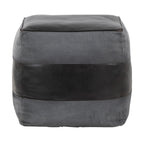 Industrial Pouf Ottoman with Side Handles - Light Brown, Dark Brown, Dark Gray