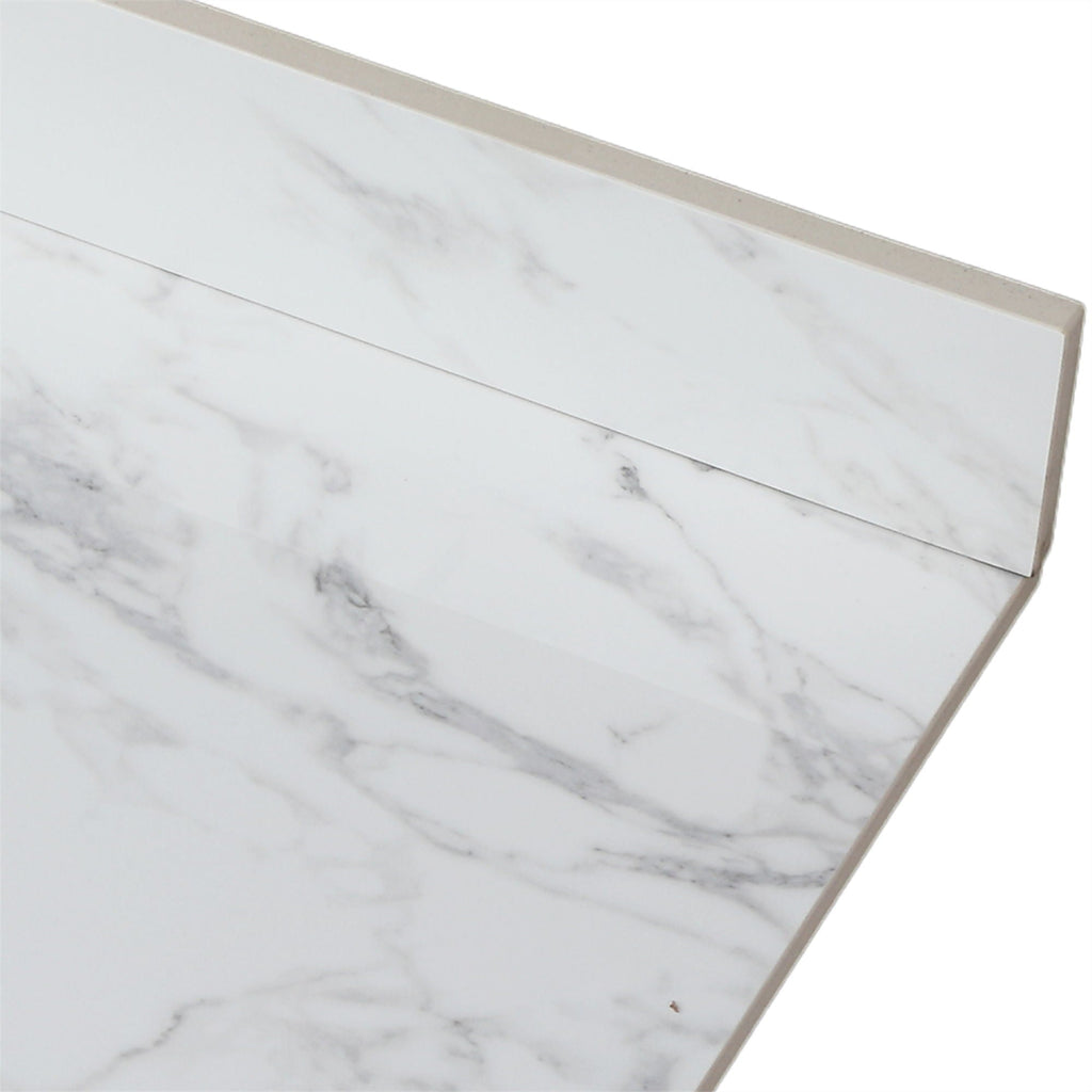 Elegant Sintered Stone Bathroom Vanity Top with Rectangular Undermount Ceramic Sink - White