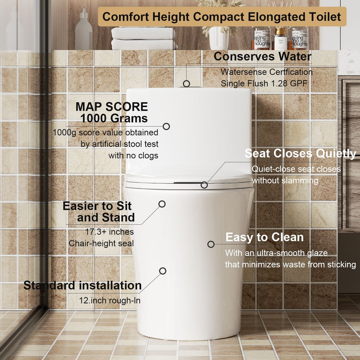 Elegant One Piece Toilet With Tornado Dual Flush