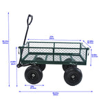 Green Outdoor Wagon Cart with Foldable Steel Frame - 550 lb Capacity