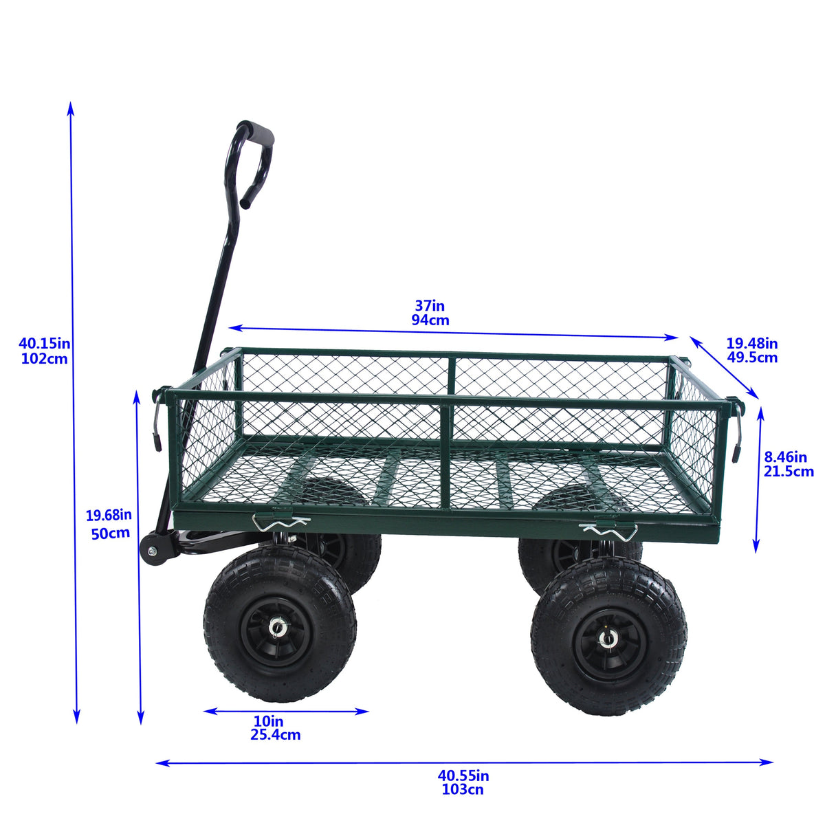 Green Outdoor Wagon Cart with Foldable Steel Frame - 550 lb Capacity
