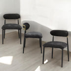 Side Chair Set with Metal Frame and Padded Armrests - Black or Beige