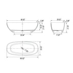 Matte White Freestanding Soaking Bathtub with Ergonomic Design - Solid Surface