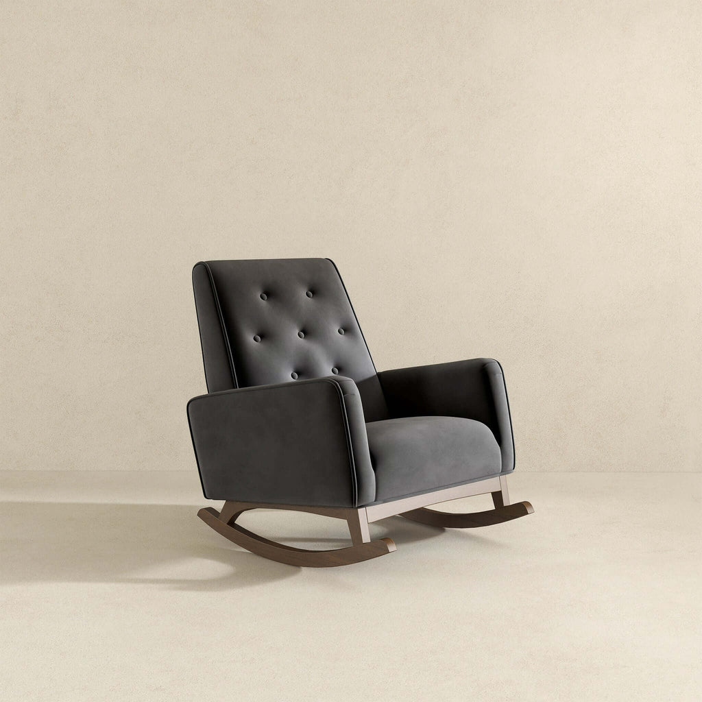 Mid-Century Modern Rocking Chair with High Density Foam Cushion - Dark Gray