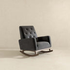 Mid-Century Modern Rocking Chair with High Density Foam Cushion - Dark Gray