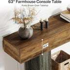Console Table with 2 Tier Storage and U-Shaped Base - Light Brown or Dark Brown