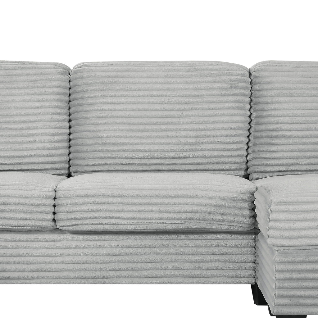 U-Shaped Upholstered Sectional Sofa with Movable Ottoman