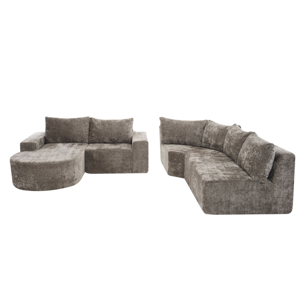 Modular Cloud Sectional Sofa Set with Deep Seating - Choose Beige, Dark Gray, or Dark Brown