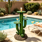 32'' Resin Saguaro Cactus Plant Stand with Three Display Shelves - Green