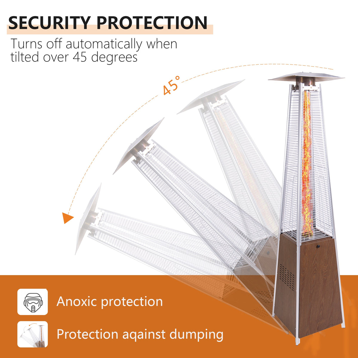 48,000 BTU Patio Heater with Detachable Wheels - Stainless Steel