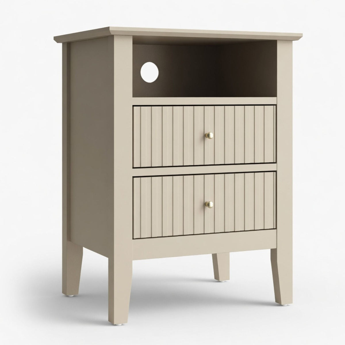 Fluted Nightstand with 2 Drawers and Soft-Close Slides - Multiple Colors