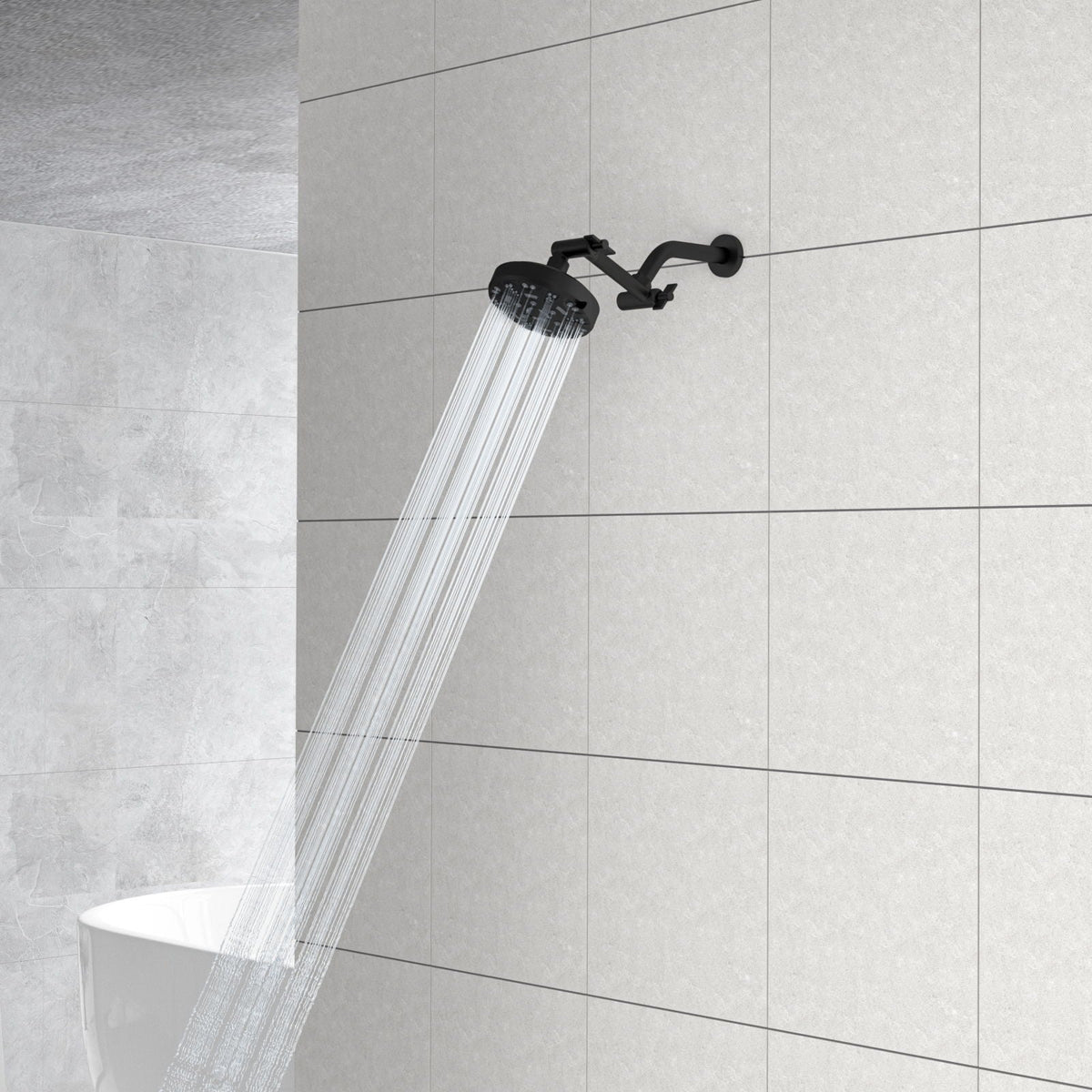 Stainless Steel Shower Arm Extension with 360° Rotation - Black or Pearl Silver