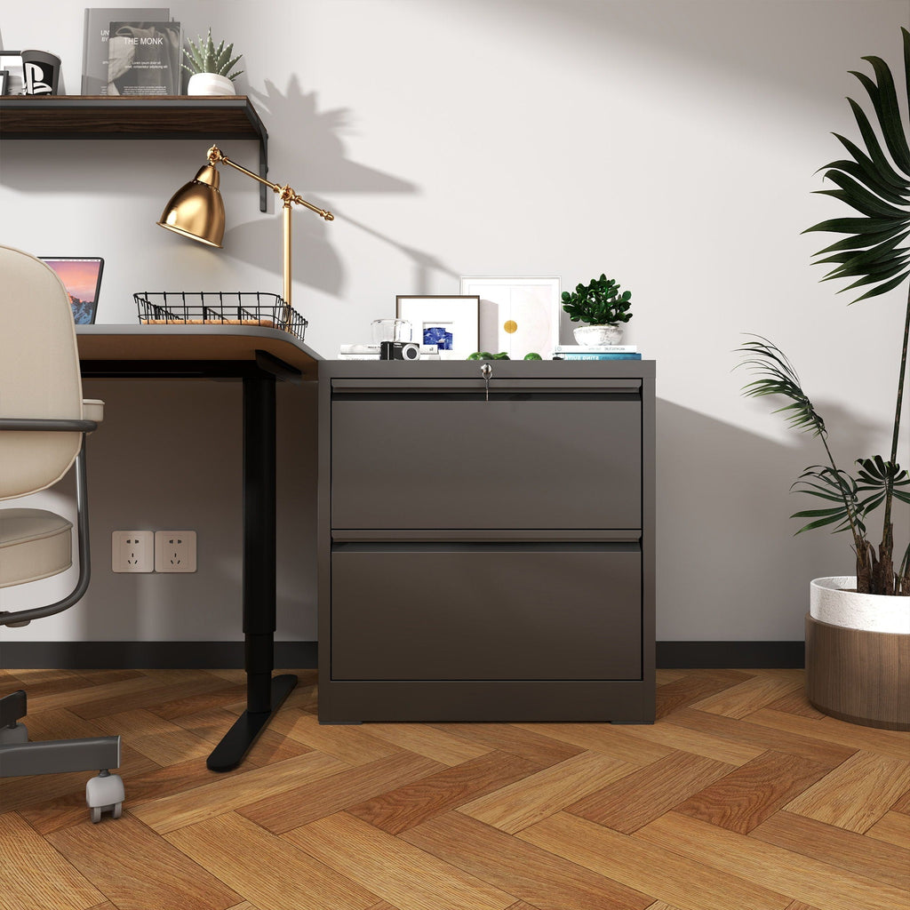 Premium Drawer Metal Lateral File Cabinet with Lock - Black or White
