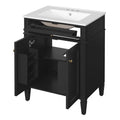 Bathroom Vanity with Solid Wood Frame and Tip Out Drawer - Black, White, Dark Green