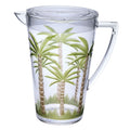 Unbreakable Plastic Water Pitcher with Lid and Palm Tree Design - Clear
