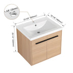 Bathroom Vanity Set with Resin Countertop Sink and 2 Doors - Light Brown Oak