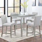 Counter Height 5 Piece Dining Table Set with Upholstered Chairs - Gray, White, Dark Gray
