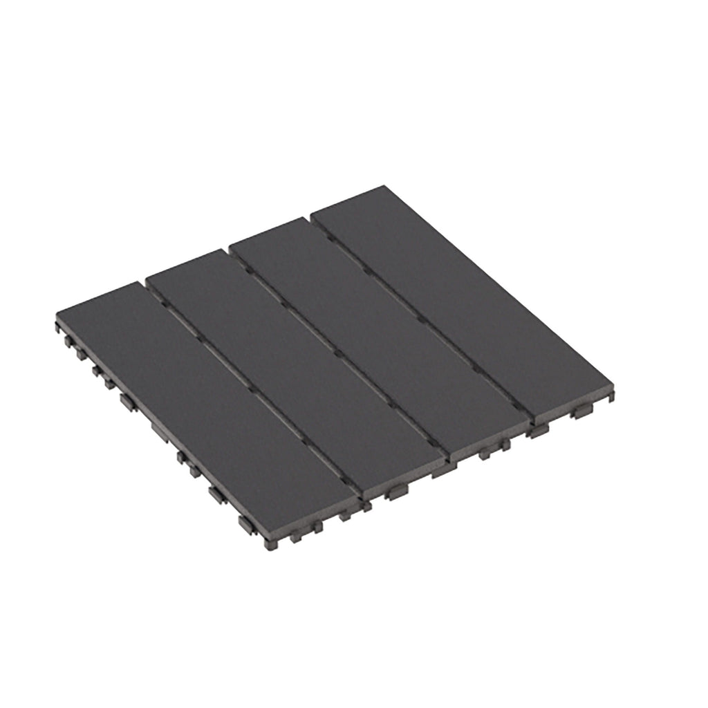 Plastic Interlocking Deck Tiles with Waterproof Construction - Dark Gray or Dark Brown