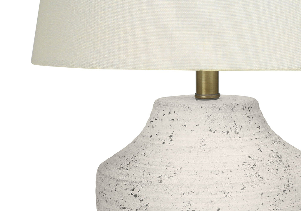 Modern Concrete Table Lamp with Ivory Linen Shade - Cream