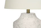 Modern Concrete Table Lamp with Ivory Linen Shade - Cream