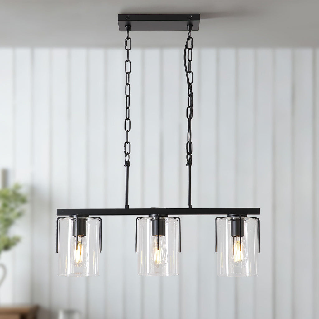 Adjustable Pendant Lighting with Clear Glass Shade - Black or Gold