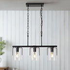 Adjustable Pendant Lighting with Clear Glass Shade - Black or Gold