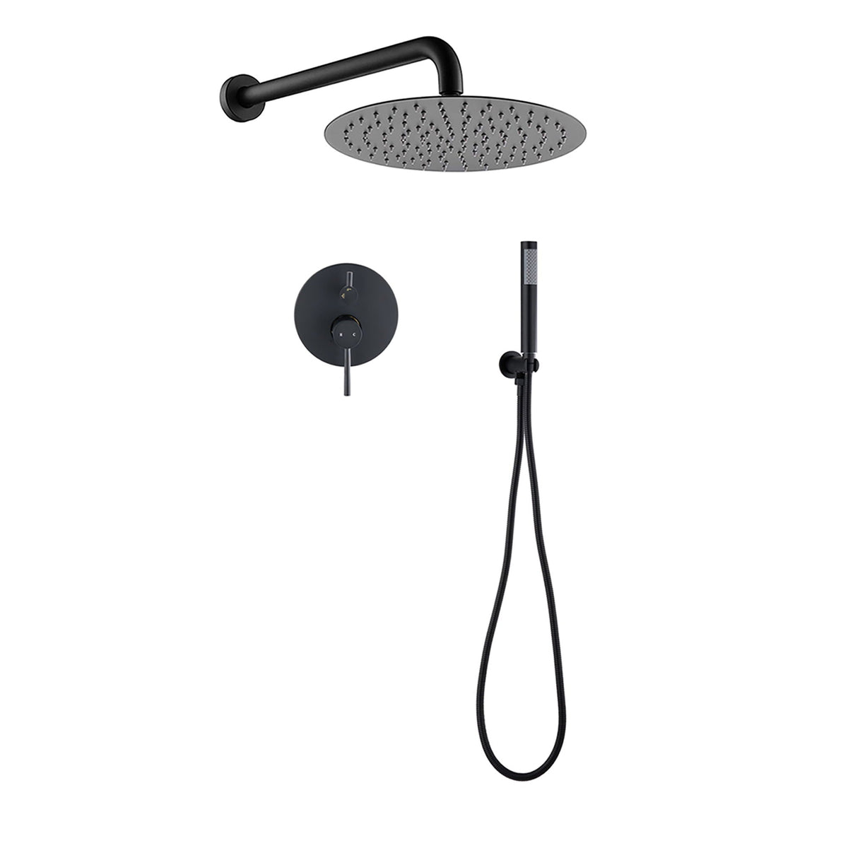 10" Round Rain Shower Head and Handheld Set with Adjustable Tilt - Black or Pearl Silver