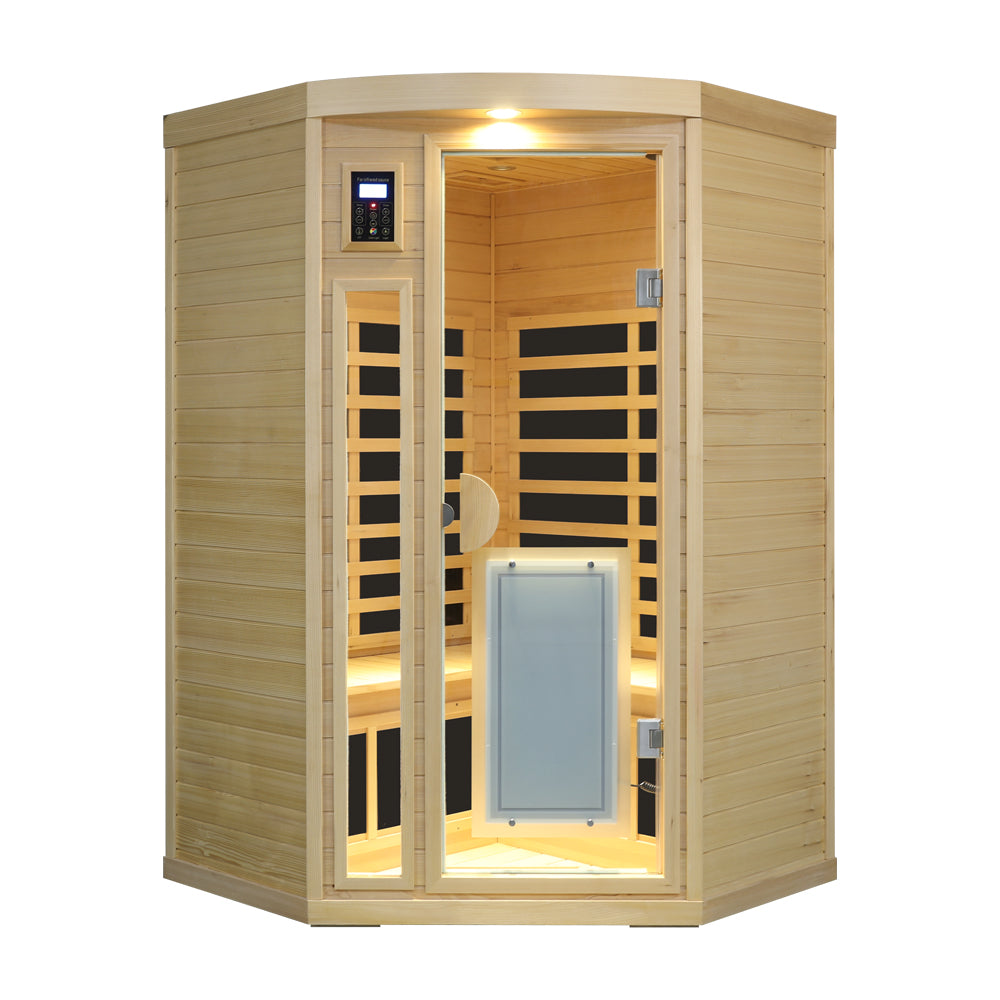 Hemlock Pentagonal Indoor Far Infrared Sauna Room with Digital Controls - Natural Hemlock