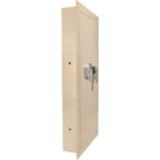 Beige Biometric Wall Safe with Fingerprint Access - Durable Steel