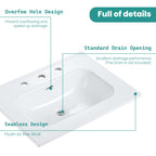 Glossy White Ceramic Integrated Sink with Seamless Design - White