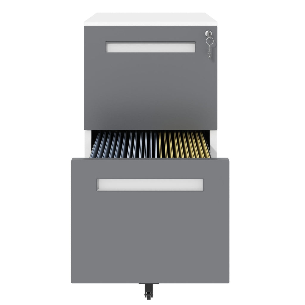 2-Drawer Mobile File Cabinet with Lock - White